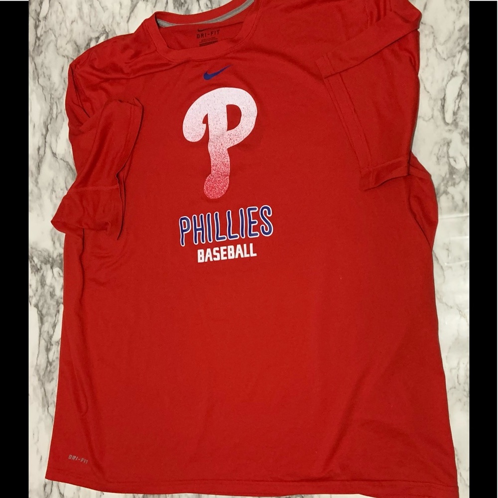 Nike dri fit red Phillies short sleeve shirt, XXL